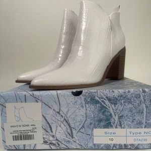 White Faux Leather Booties